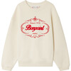 Tayla Ribbed Crew Neck Print Sweatshirt, Ecru - Sweatshirts - 1 - thumbnail