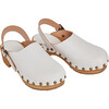 Studded Leather Round Toe Clogs, Milk White - Dress Shoes - 2