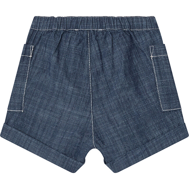 Nateo Straight Cut Chambray Shorts, Blue - Shorts - 2