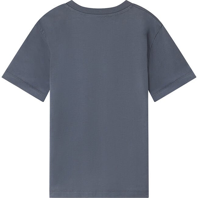 Thibald Crew Neck Short Sleeve Silkscreen Print T-Shirt, Blue Grey - Tees - 2
