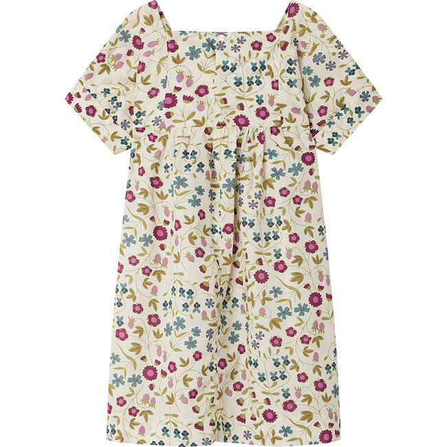 Paysanne Short Sleeve Hand-Embroidered Print Smocked Dress, Ecru - Dresses - 2