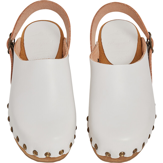 Studded Leather Round Toe Clogs, Milk White - Dress Shoes - 3