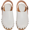 Studded Leather Round Toe Clogs, Milk White - Dress Shoes - 3
