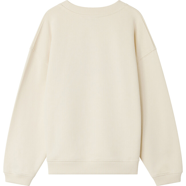 Tayla Ribbed Crew Neck Print Sweatshirt, Ecru - Sweatshirts - 2