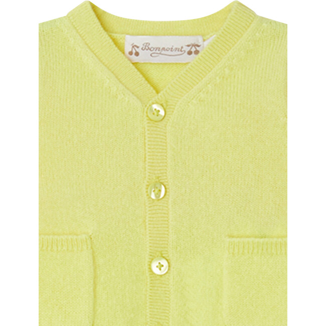 Tahiel V-Neck Ribbed Straight Cut Cardigan, Fluorescent Yellow - Cardigans - 3