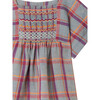Pays Short Wide Sleeve Smocked Plaid Blouse, Blue Grey - Blouses - 3