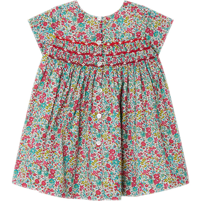 Maruska Liberty Floral Print Hand-Embroidered Smocked Dress, Mint - Dresses - 2
