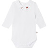 Juillet 2-Dogs Embroidered Shirt Collar Onesie, White - Bodysuits - 1 - thumbnail
