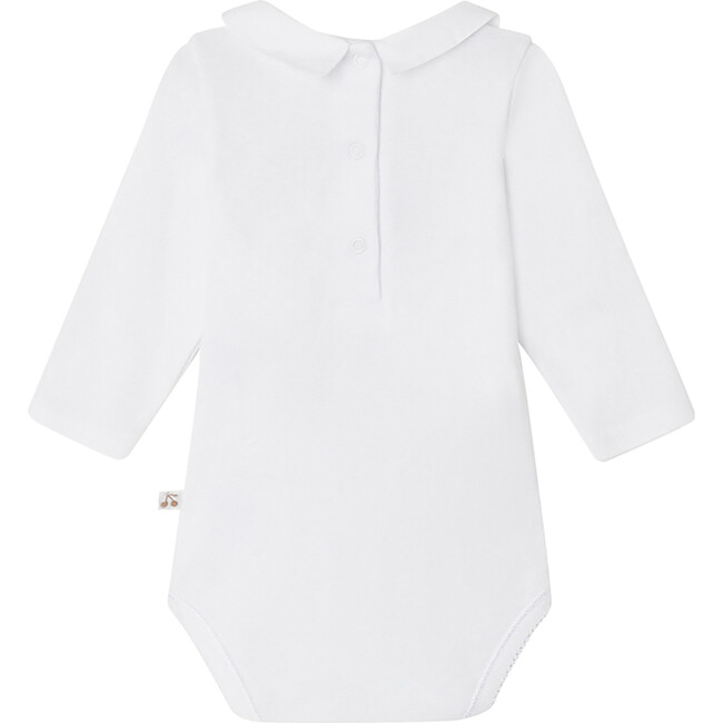 Juillet 2-Dogs Embroidered Shirt Collar Onesie, White - Bodysuits - 2