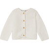 Coco Knit Crew Neck Dropped Shoulders Cardigan, White - Cardigans - 1 - thumbnail