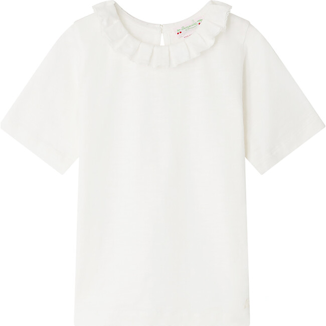 Clea Straight Cut Teardrop Back Open T-Shirt, White