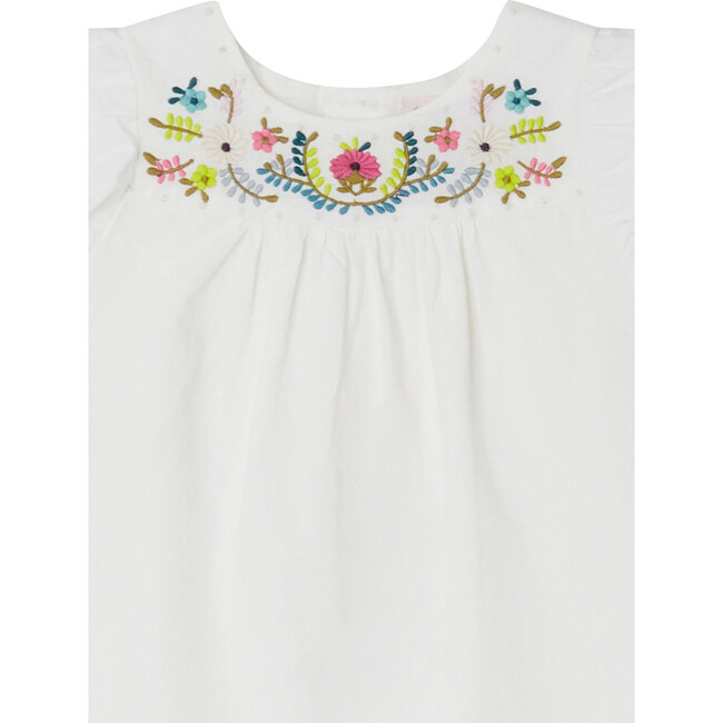 Laurie Sleeveless Embroidered Ruffle Dress, Milk White - Dresses - 3