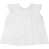 Cicily Friled Short Sleeve Flared Cut Blouse, Milk White - Blouses - 1 - thumbnail