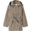 Charlene Large Detachable Hood Lapel Collar Trench Coat, Scottish Beige - Coats - 1 - thumbnail