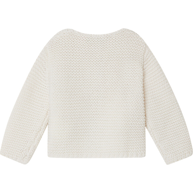 Coco Knit Crew Neck Dropped Shoulders Cardigan, White - Cardigans - 2