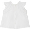 Cicily Friled Short Sleeve Flared Cut Blouse, Milk White - Blouses - 2