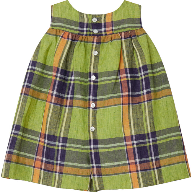Clothi Round Collar Sleeveless Plaid Dress, Grass - Dresses - 2