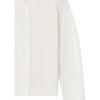 Clarisse Scalloped Neck Straight Cut Ribbed Cardigan, White - Cardigans - 3