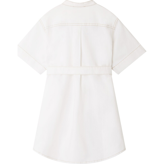 Christa Straight Belted Cut Above-Knee Dress, Milk White - Dresses - 2