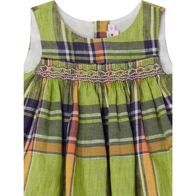 Clothi Round Collar Sleeveless Plaid Dress, Grass - Dresses - 3