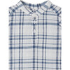 Cesari Tunisian Collar Short Sleeves Checkered Shirt, Blue - Shirts - 3