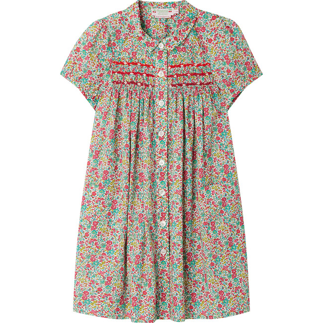 Candice Shirt Collar Smocked Dress, Mint
