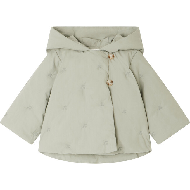 Bonno Cherries Embroidered Hooded Jacket, Green Grey