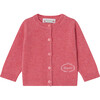 Cala Ribbed Crew Neck Straight Cut Cardigan, Raspberry - Cardigans - 1 - thumbnail