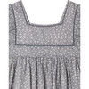Cassiopee Floral Print Square Neck Ruffled Sleeve Dress, Blue Grey - Dresses - 3