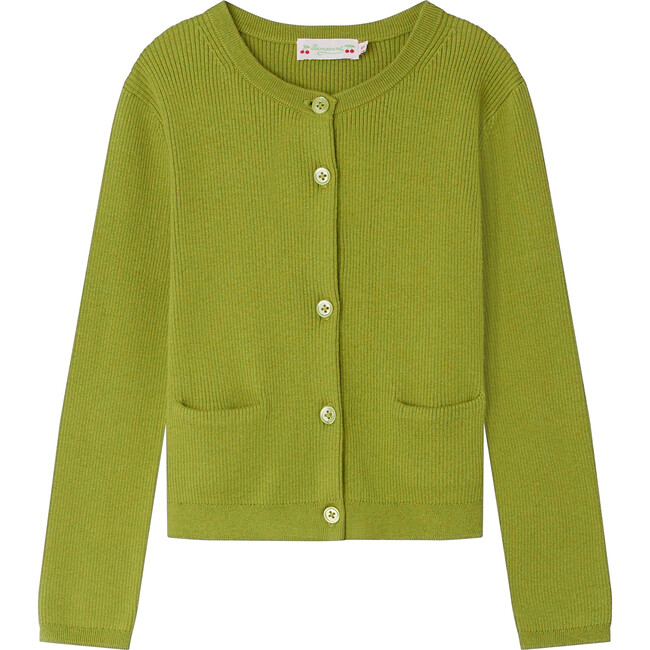 Bo Cashmere Ribbed Cardigan, Green - Cardigans - 1