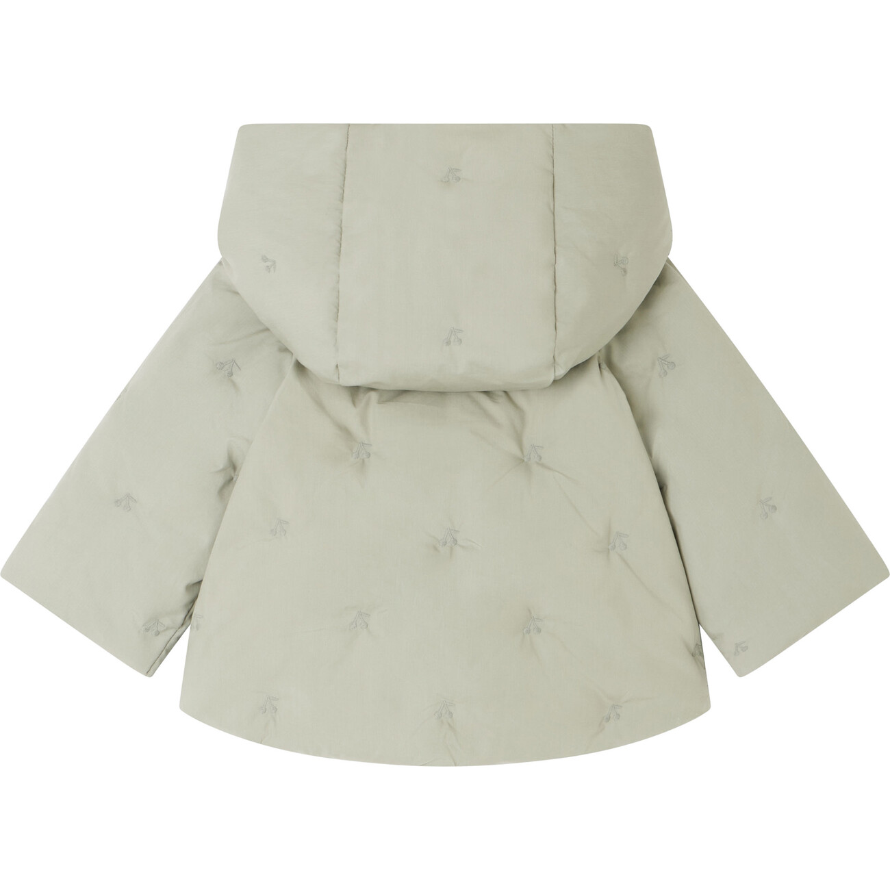 Bonpoint フルーツ柄 ジャケット 12A Bonno Cherries Embroidered Hooded Jacket, Green Grey - Bonpoint