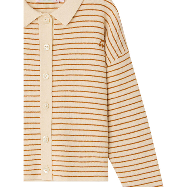 Cecile Bonpoint Cherries Embroidered Striped Cardigan, Honey - Cardigans - 3