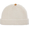 Barbo Woodden Button Cuffed Beanie, White - Hats - 1 - thumbnail