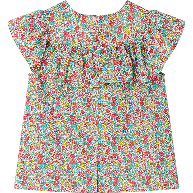 Bianca Liberty Floral Wide Ruffled Yoke Blouse, Mint - Blouses - 2
