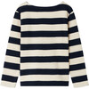 Baudelaire Wide Neck Long Sleeve Striped T-Shirt, Navy - Tees - 2