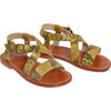 Caina Cross-Over Strap Reptile Print Sandals, Acid Yellow - Sandals - 2