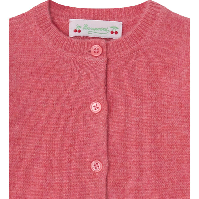 Cala Ribbed Crew Neck Straight Cut Cardigan, Raspberry - Cardigans - 3