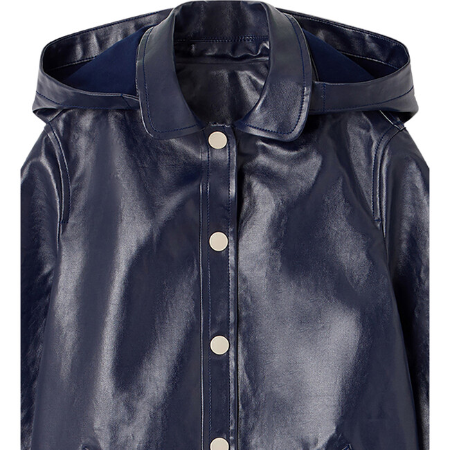 Calliope Detachable Hood Lapel Collar Coat, Marine - Coats - 3