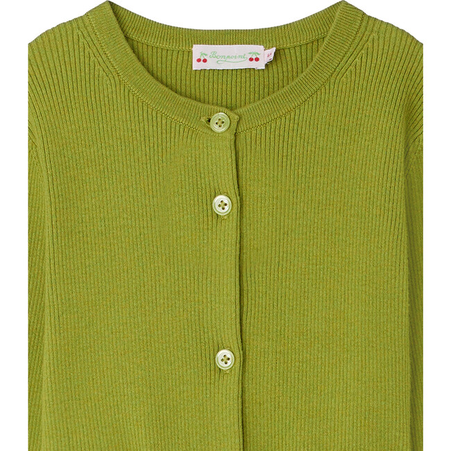 Bo Cashmere Ribbed Cardigan, Green - Cardigans - 3