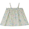 Apo Liberty Print Flared Cut Thin Strap Blouse, Pink Flowers - Blouses - 1 - thumbnail