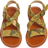 Caina Cross-Over Strap Reptile Print Sandals, Acid Yellow - Sandals - 3