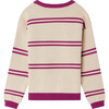 Anumati Crew Neck Long Sleeves Striped Sweater, Purple - Sweaters - 2