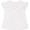 Althea Short Sleeve Hand-Embroidered Blouse, Milk White - Blouses - 2