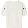 Alphonza Short Sleeve Geometric Knit Cherry Sweater, White - Sweaters - 2