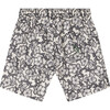 Ariel Straight Cut Print Swim Shorts, Black Flowers - Swim Trunks - 2
