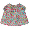 Grace Liberty Floral Print Ruffled Short Sleeve Blouse, Mint - Blouses - 1 - thumbnail
