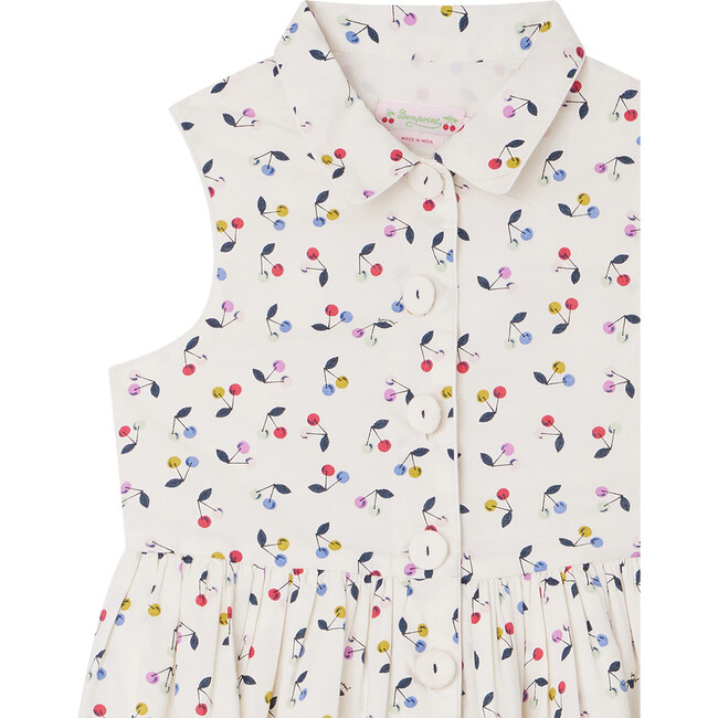 Anne Shirt Collar Large 4-Button Cherry Printed Dress, Multicolors - Dresses - 3