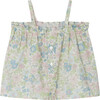 Apo Liberty Print Flared Cut Thin Strap Blouse, Pink Flowers - Blouses - 2