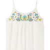 Anya Poplin Contrast Button Floral Embroidered Dress, Milk White - Dresses - 3