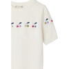 Alphonza Short Sleeve Geometric Knit Cherry Sweater, White - Sweaters - 3